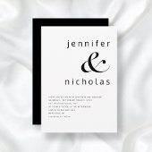 Moderne zwarte en witte bruiloft kaart