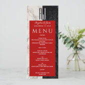 Moderne Zwarte en Witte Bruiloft Menu (Staand voorkant)