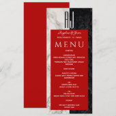 Moderne Zwarte en Witte Bruiloft Menu (Voorkant / Achterkant)