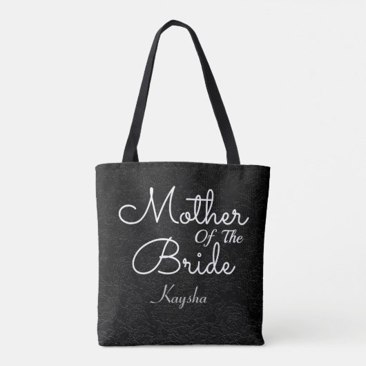 Moderne zwarte en witte bruiloft moeder van de bru tote bag (Achterkant)