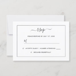 Moderne Zwarte En Witte Bruiloft RSVP Kaartje