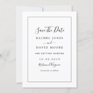 Moderne Zwarte En Witte Bruiloft Save The Date
