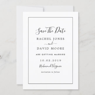 Moderne Zwarte En Witte Bruiloft Save The Date
