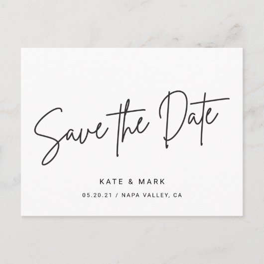 Moderne zwarte en witte bruiloft sparen de Datum Briefkaart (Voorkant)