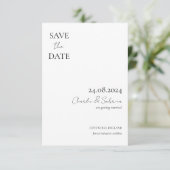 Moderne zwarte en witte bruiloft sparen de Datum Save The Date (Staand voorkant)