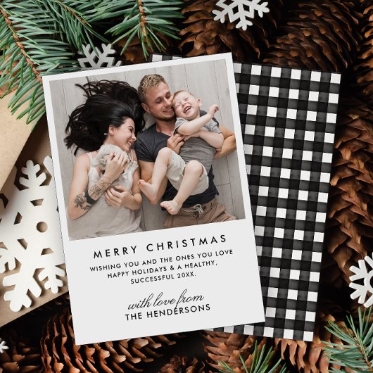 Moderne zwarte en witte buffels voor kerstfoto's feestdagenkaart