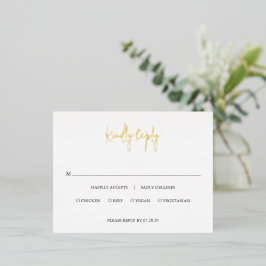 Moderne Zwarte en Witte Chic Trouwfeest Folie RSVP Uitnodiging Briefkaart