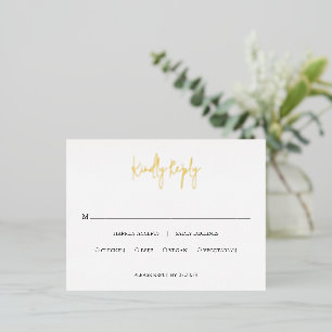 Moderne Zwarte en Witte Chic Trouwfeest Folie RSVP Uitnodiging Briefkaart
