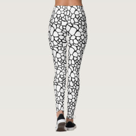 Moderne Zwarte en Witte Crackle Pebble Design Leggings