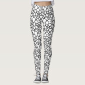 Moderne Zwarte en Witte Crackle Pebble Design Leggings (Voorkant)
