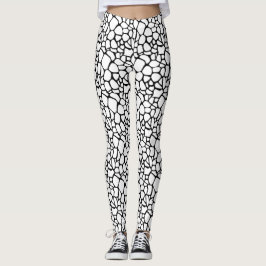 Moderne Zwarte en Witte Crackle Pebble Design Leggings