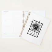 Moderne Zwarte en Witte Dahlia Bloemige Gepersonal Planner (Display)