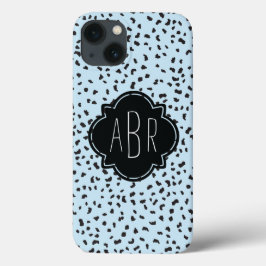 Moderne zwarte en witte Dalmatische Spots Monogram Case-Mate iPhone Case
