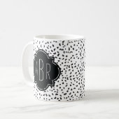 Moderne zwarte en witte Dalmatische Spots Monogram Koffiemok (Voorkant links)