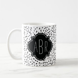 Moderne zwarte en witte Dalmatische Spots Monogram Koffiemok