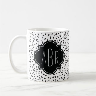 Moderne zwarte en witte Dalmatische Spots Monogram Koffiemok
