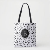 Moderne zwarte en witte Dalmatische spots Tote Bag (Voorkant)