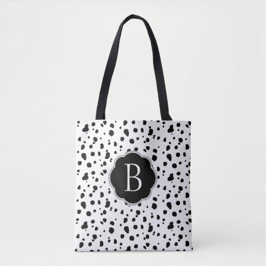 Moderne zwarte en witte Dalmatische spots Tote Bag (Voorkant)