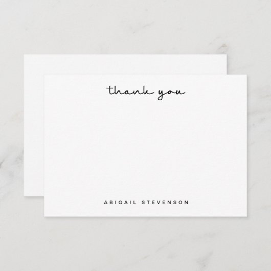 Moderne zwarte en witte Dank u de Kaart van de Not (Voorkant / Achterkant)