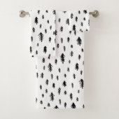 Moderne zwarte en witte doddle kerstbomen bad handdoek (Insitu)