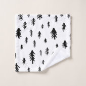 Moderne zwarte en witte doddle kerstbomen bad handdoek (Wasdoekje)