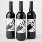 Moderne, zwarte en witte doezelaar wijn etiket (Flessen)