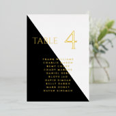 Moderne zwarte en witte, echte Folie tabelKaart Folie Uitnodiging (Staand Voorkant)