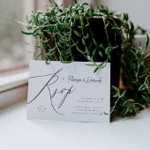 Moderne zwarte en witte eenvoudige bruiloft RSVP kaartje