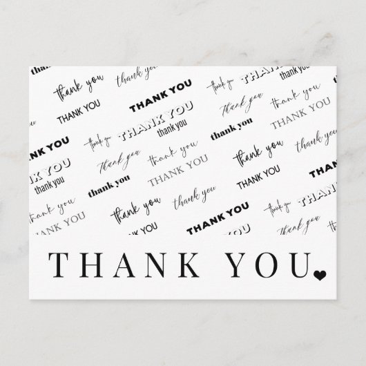 Moderne zwarte en witte eenvoudige manuscript dank briefkaart (Voorkant)