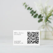 Moderne zwarte en witte eenvoudige QR-code voor Lo Visitekaartje (Staand voorkant)