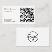 Moderne zwarte en witte eenvoudige QR-code voor Lo Visitekaartje (Voorkant / Achterkant)