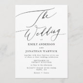 Moderne zwarte en witte eenvoudige trouwkaart kaart (Voorkant)