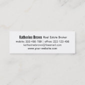 Moderne, zwarte en witte estate Long Mini Visitekaartje (Achterkant)