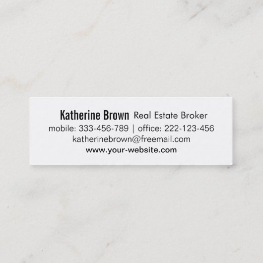 Moderne, zwarte en witte estate Long Mini Visitekaartje (Achterkant)