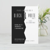 Moderne, zwarte en witte feestuitnodigingen kaart (Staand voorkant)