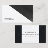 Moderne zwarte en witte fitness visitekaartje (Voorkant / Achterkant)