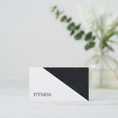Moderne zwarte en witte fitness visitekaartje (Staand voorkant)