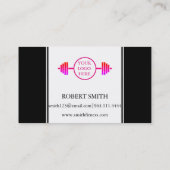 Moderne zwarte en witte fitness visitekaartje (Achterkant)