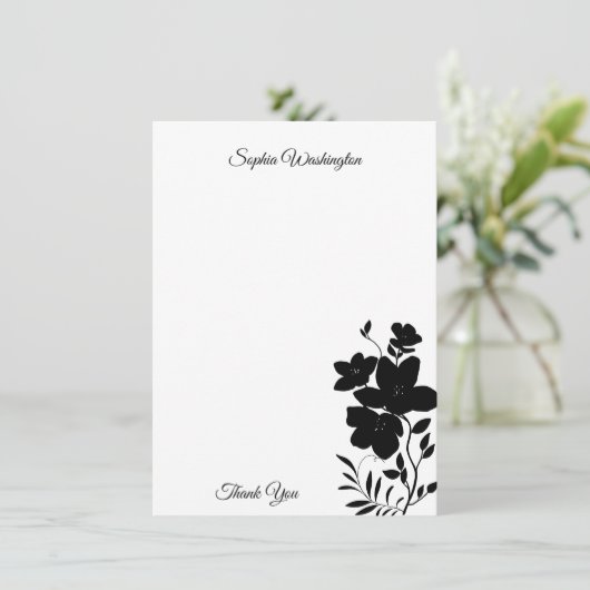 Moderne zwarte en witte flank bedankkaart (Staand voorkant)