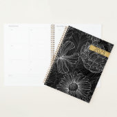Moderne zwarte en witte Floral Spiral Planner (Display)