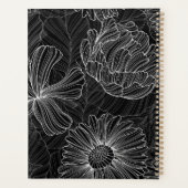 Moderne zwarte en witte Floral Spiral Planner (Achterkant)