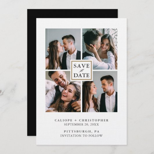 Moderne zwarte en witte foto Collage sparen de Dat (Voorkant / Achterkant)