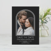 Moderne zwarte en witte foto Opslaan Datum Save The Date (Staand voorkant)