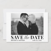 Moderne zwarte en witte foto Trendy Save the Date (Voorkant)