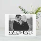 Moderne zwarte en witte foto Trendy Save the Date (Staand voorkant)