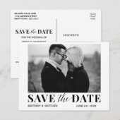 Moderne zwarte en witte foto Trendy Save the Date Briefkaart (Voorkant / Achterkant)