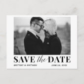 Moderne zwarte en witte foto Trendy Save the Date Briefkaart (Voorkant)
