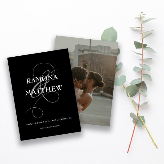 Moderne zwarte en witte foto van Ampersand Save The Date