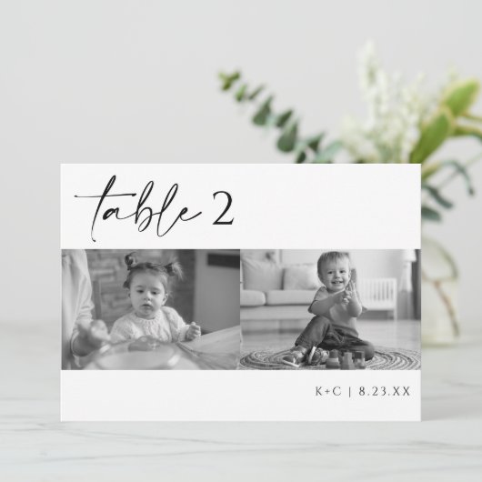Moderne zwarte en witte foto-weddenschappen kaart (Staand voorkant)