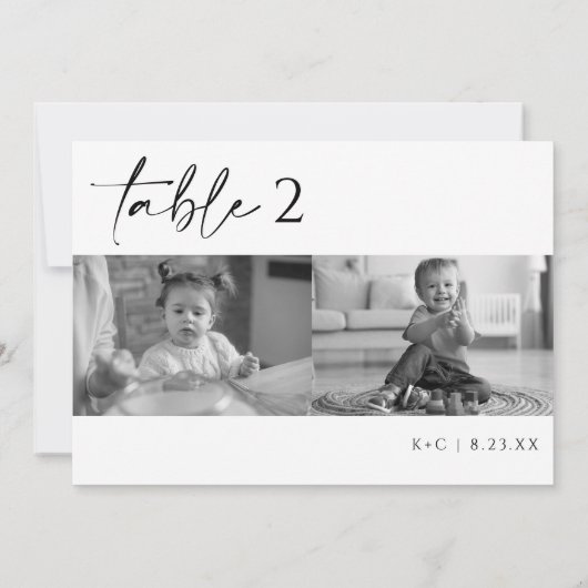 Moderne zwarte en witte foto-weddenschappen kaart (Achterkant)